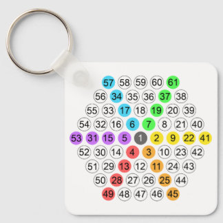 Hexagonaal getalvolgorde sleutelhanger