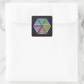 Hexagonaal getalvolgorde vierkante sticker (Tas)