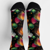 Hexagonaal in smaragd, magenta en Sinaasappel Sokken (Top)