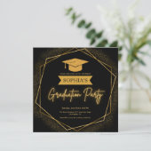 Hexagonaal Lijst en glitter Pet Afstuderen Kaart (Staand voorkant)