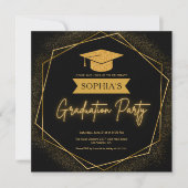 Hexagonaal Lijst en glitter Pet Afstuderen Kaart (Voorkant)