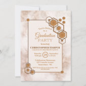 Hexagonal Gold Lijst Marble Graduation Party Kaart (Voorkant)