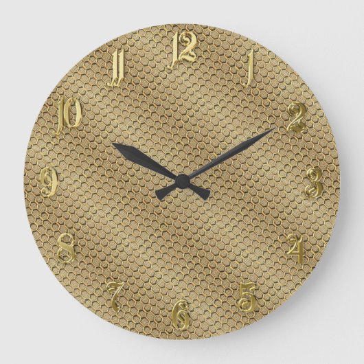 Hexagonal golden Patroon Grote Klok (Voorkant)