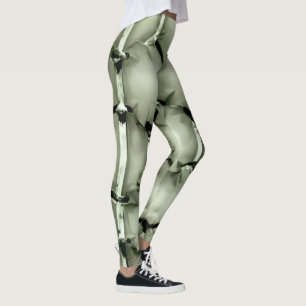 Hexagonal green bubtured background leggings