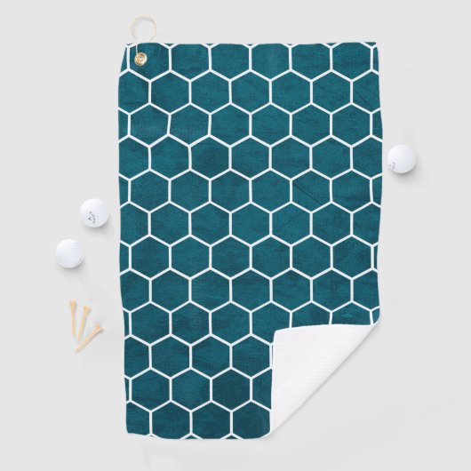 Hexagonal Hexagon Pattern Deep Blue Golfhanddoek (Insitu)