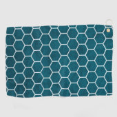 Hexagonal Hexagon Pattern Deep Blue Golfhanddoek (Horizontaal)