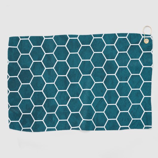 Hexagonal Hexagon Pattern Deep Blue Golfhanddoek (Horizontaal)