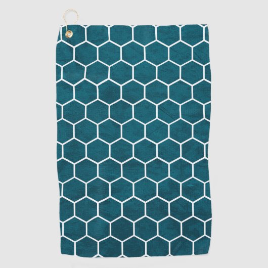 Hexagonal Hexagon Pattern Deep Blue Golfhanddoek (Voorkant)