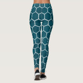 Hexagonal Hexagon Pattern Deep Blue Leggings (Achterkant)