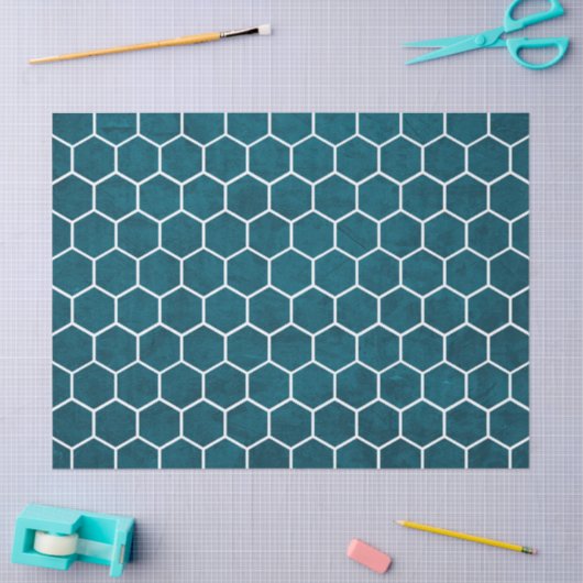 Hexagonal Hexagon Pattern Deep Blue Tissuepapier (Craft)