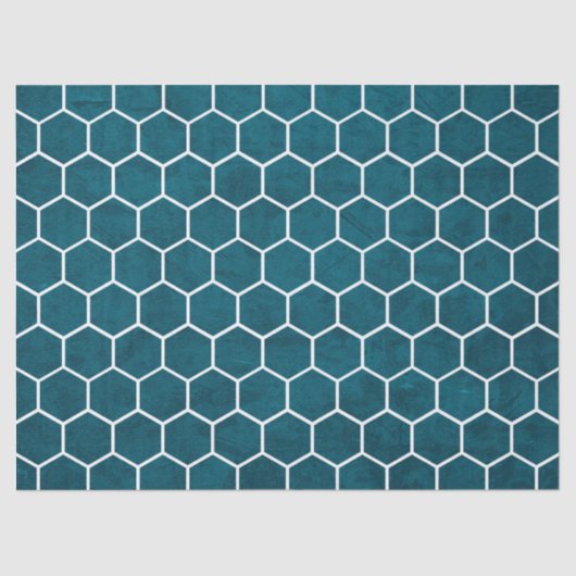 Hexagonal Hexagon Pattern Deep Blue Tissuepapier (Voorkant)