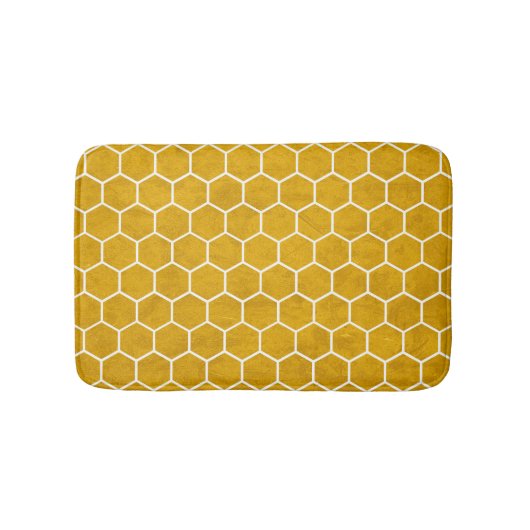 Hexagonal Hexagon Pattern Yellow Badmat (Voorkant)