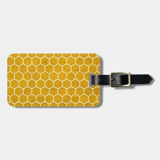 Hexagonal Hexagon Pattern Yellow Bagagelabel (Voorkant horizontaal)