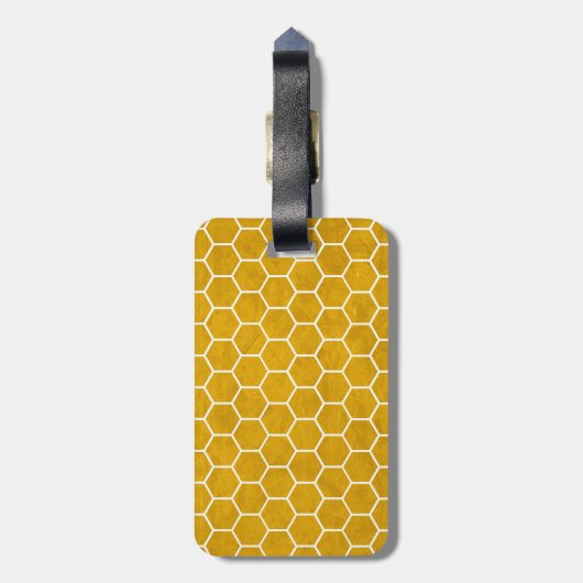 Hexagonal Hexagon Pattern Yellow Bagagelabel (Achterkant verticaal)