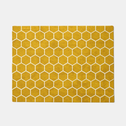 Hexagonal Hexagon Pattern Yellow Deurmat (Voorkant)