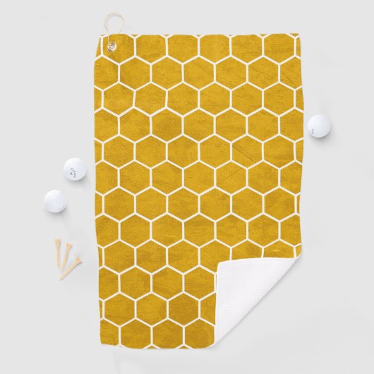 Hexagonal Hexagon Pattern Yellow Golfhanddoek (Insitu)