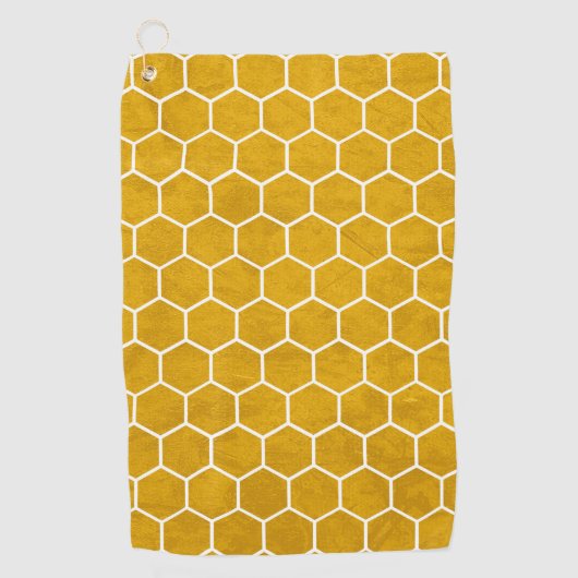 Hexagonal Hexagon Pattern Yellow Golfhanddoek (Voorkant)