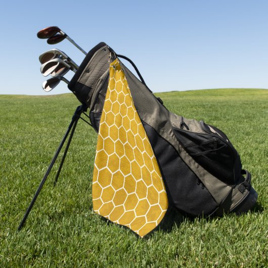 Hexagonal Hexagon Pattern Yellow Golfhanddoek (Groen)
