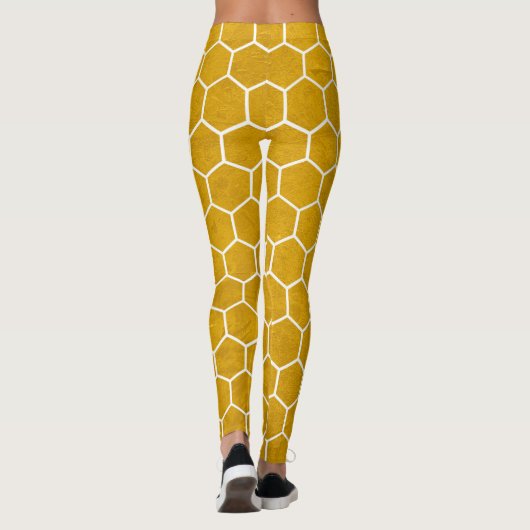 Hexagonal Hexagon Pattern Yellow Leggings (Achterkant)