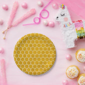 Hexagonal Hexagon Pattern Yellow Papieren Bordje (Feest)
