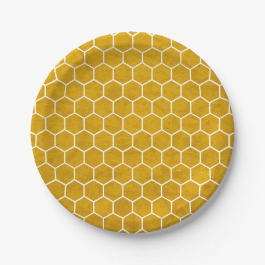Hexagonal Hexagon Pattern Yellow Papieren Bordje (Voorkant)