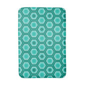 Hexagonal Kimono Print, Blauwgroen, Aqua en White Badmat (Voorkant Verticaal)