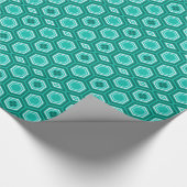 Hexagonal Kimono Print, Blauwgroen, Aqua en White Cadeaupapier (Hoek)