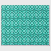 Hexagonal Kimono Print, Blauwgroen, Aqua en White Cadeaupapier (Vlak)