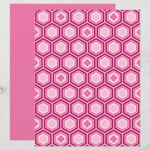 Hexagonal Kimono Print, Bourgogne en Roze