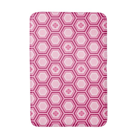 Hexagonal Kimono Print, Bourgogne en Roze Badmat (Voorkant Verticaal)