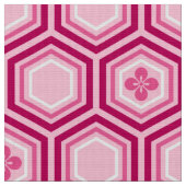 Hexagonal Kimono Print, Bourgogne en Roze Stof (Close Up)