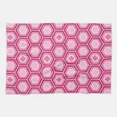 Hexagonal Kimono Print, Bourgogne en Roze Theedoek (Horizontaal)