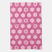 Hexagonal Kimono Print, Bourgogne en Roze Theedoek (Verticaal)