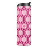 Hexagonal Kimono Print, Bourgogne en Roze Thermosbeker (Gedraaid links)