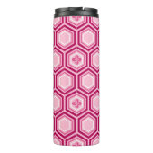 Hexagonal Kimono Print, Bourgogne en Roze Thermosbeker (Achterkant)