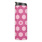 Hexagonal Kimono Print, Bourgogne en Roze Thermosbeker (Geroteerd rechts)