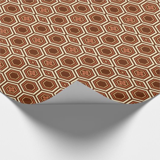 Hexagonal Kimono Print, bruin en beige Cadeaupapier (Hoek)