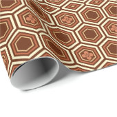 Hexagonal Kimono Print, bruin en beige Cadeaupapier (Rol Hoek)