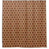 Hexagonal Kimono Print, bruin en beige Douchegordijn (Voorkant)