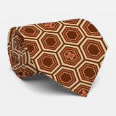 Hexagonal Kimono Print, bruin en beige Stropdas (Opgerold)