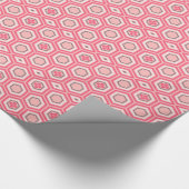 Hexagonal Kimono Print, Coral Pink en White Cadeaupapier (Hoek)