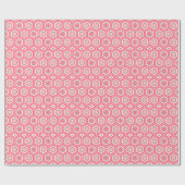 Hexagonal Kimono Print, Coral Pink en White Cadeaupapier (Vlak)