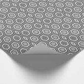 Hexagonal Kimono Print, grijs / grijs en wit Cadeaupapier (Hoek)