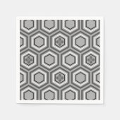 Hexagonal Kimono Print, grijs / grijs en wit Servet (Voorkant)