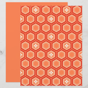 Hexagonal Kimono Print, Mandarijns Oranje