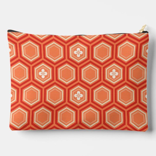 Hexagonal Kimono Print, Mandarijns Oranje Etui (Achterkant)
