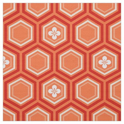 Hexagonal Kimono Print, Mandarijns Oranje Stof (Swatch)