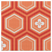 Hexagonal Kimono Print, Mandarijns Oranje Stof (Close Up)