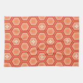 Hexagonal Kimono Print, Mandarijns Oranje Theedoek (Horizontaal)