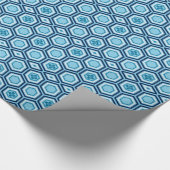 Hexagonal Kimono Print, Navy and Light Blue Cadeaupapier (Hoek)
